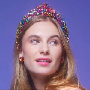 Lele Sadoughi Lisa Frank Rainbow Leopard Oval Crystal Knotted Headband